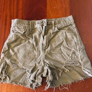 American Eagle Outfitters Olive Distressed Jean Shorts